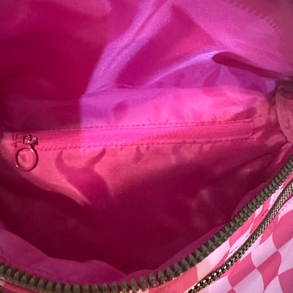 Pink and White Checkered Bumbag with Adjustable Strap - Picture 3 of 4